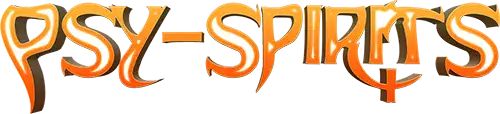 Logo von Psy-Spirits in orange und goldener Schrift auf transparentem Hintergrund.